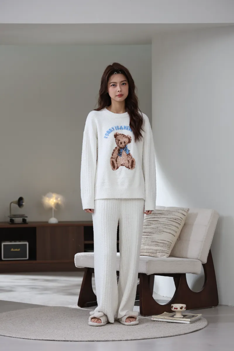 Qadınlar üçün Yumşaq Fleece Ev Geyimi Kostyumları